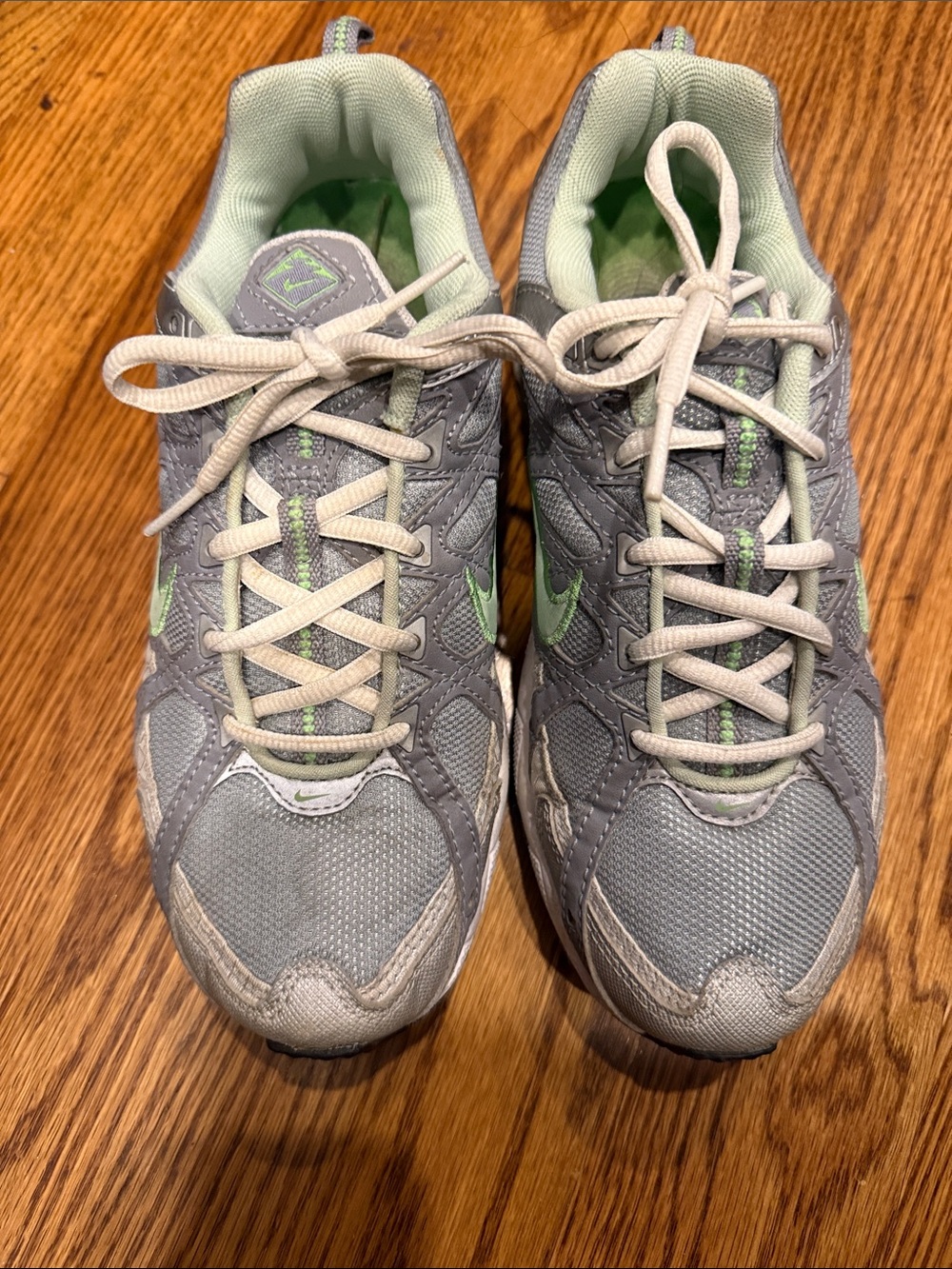 Nike Gray and Mint Green Mesh Trainers